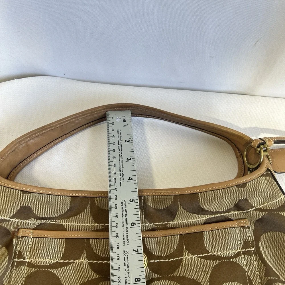 Vintage Y2K Coach Ergo Signature Hobo Bag Womens Khaki 10764 Canvas Leather Trim